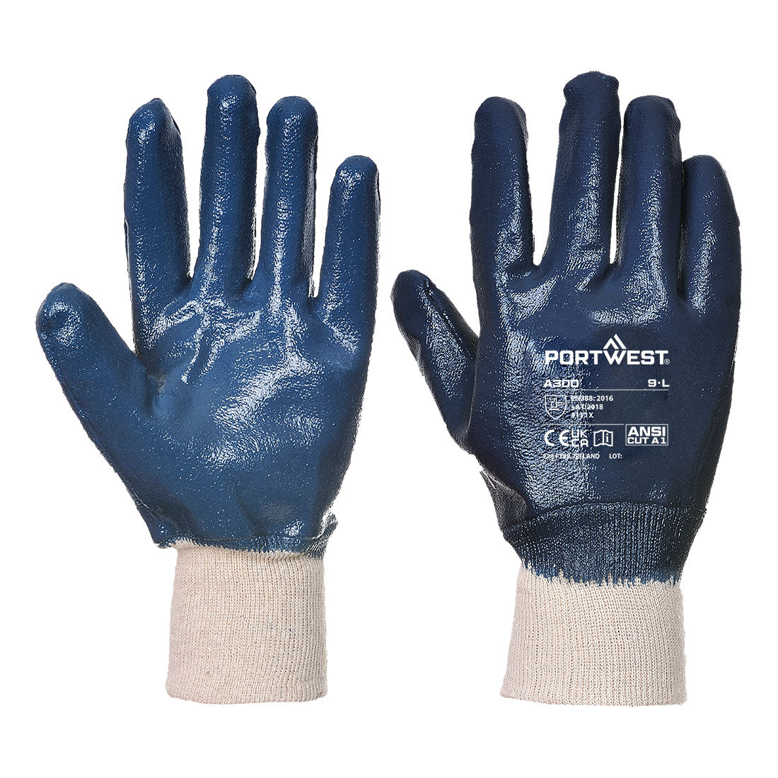 Grip 12 Nitrile Full Dipped Knitwrist Glove Portwest A300