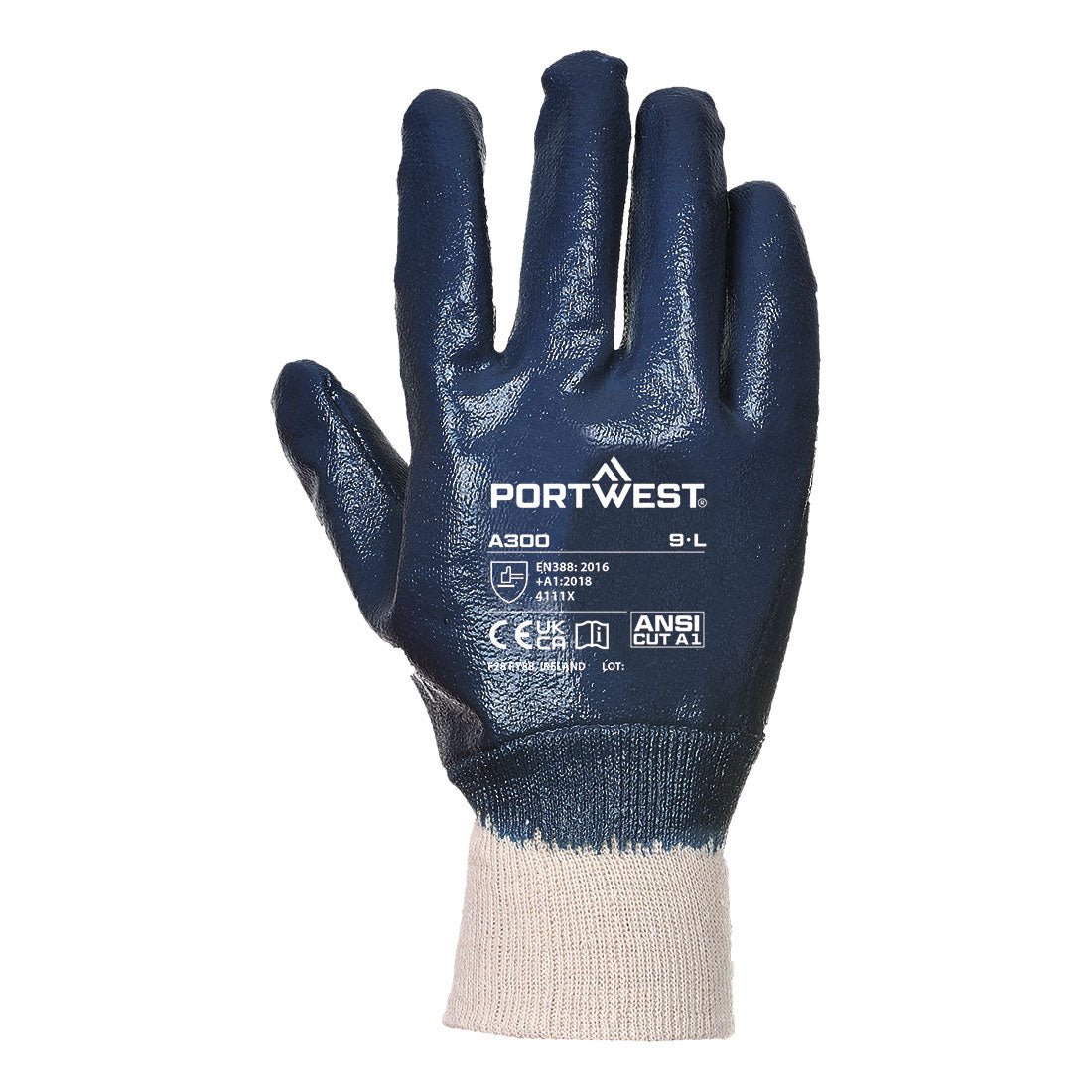 Grip 12 Nitrile Full Dipped Knitwrist Glove Portwest A300