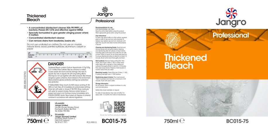 Jangro Professional Thickened Bleach - 750ml BC015-75