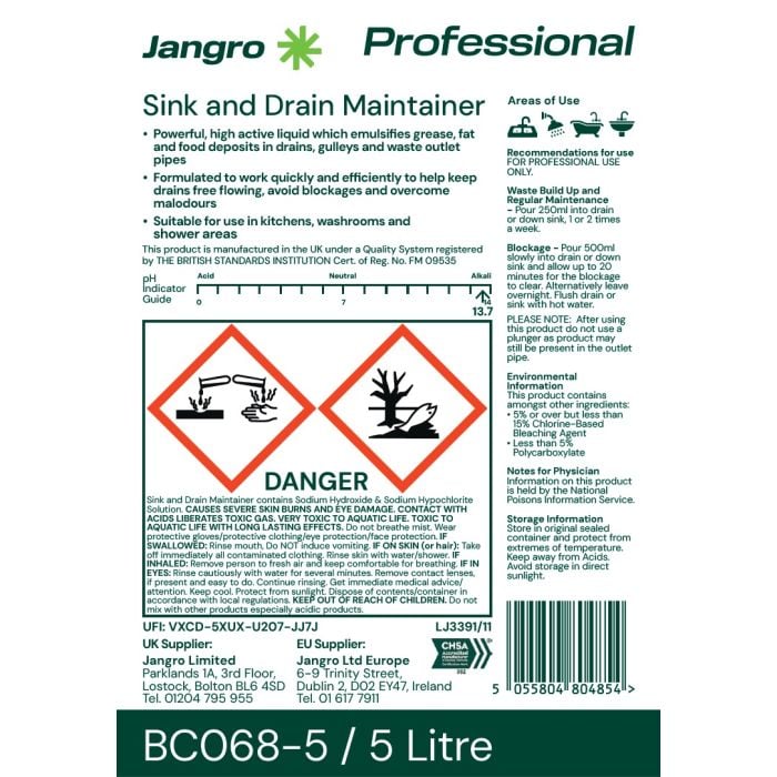 Jangro Sink & Drain Maintainer 5 litre  BC068-5