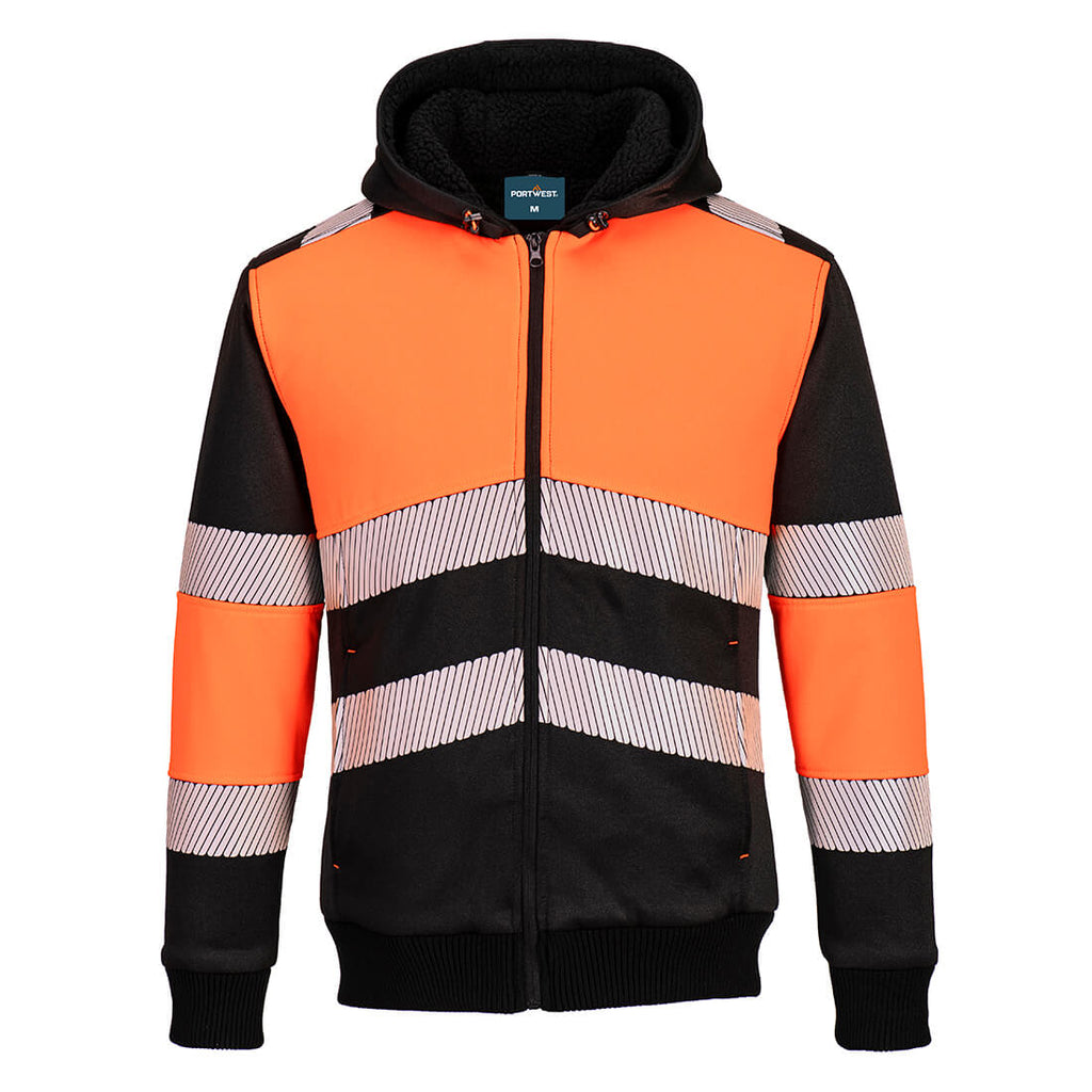 PW3 Hi-Vis Zipped Class 1 Winter Hoodie Portwest PW377