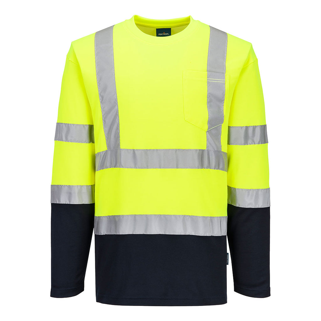 Hi-Vis Cotton Comfort Contrast T-Shirt L/S Portwest S280