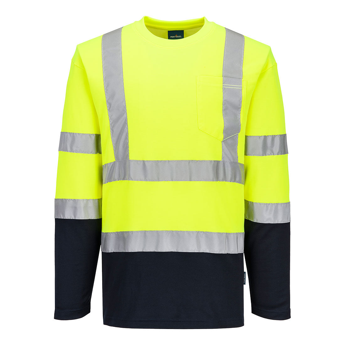 Hi-Vis Cotton Comfort Contrast T-Shirt L/S Portwest S280