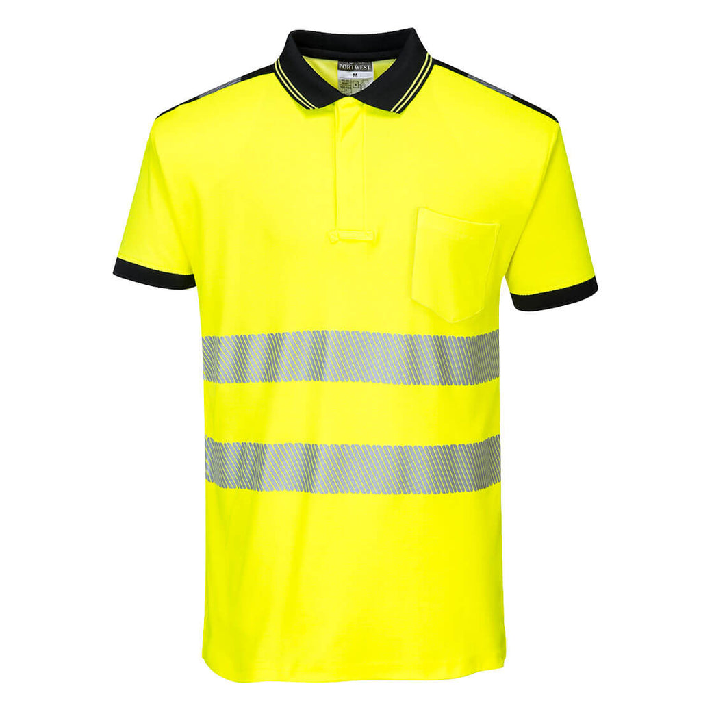 PW3 Hi-Vis Cotton Comfort Polo Shirt S/S Portwest T180